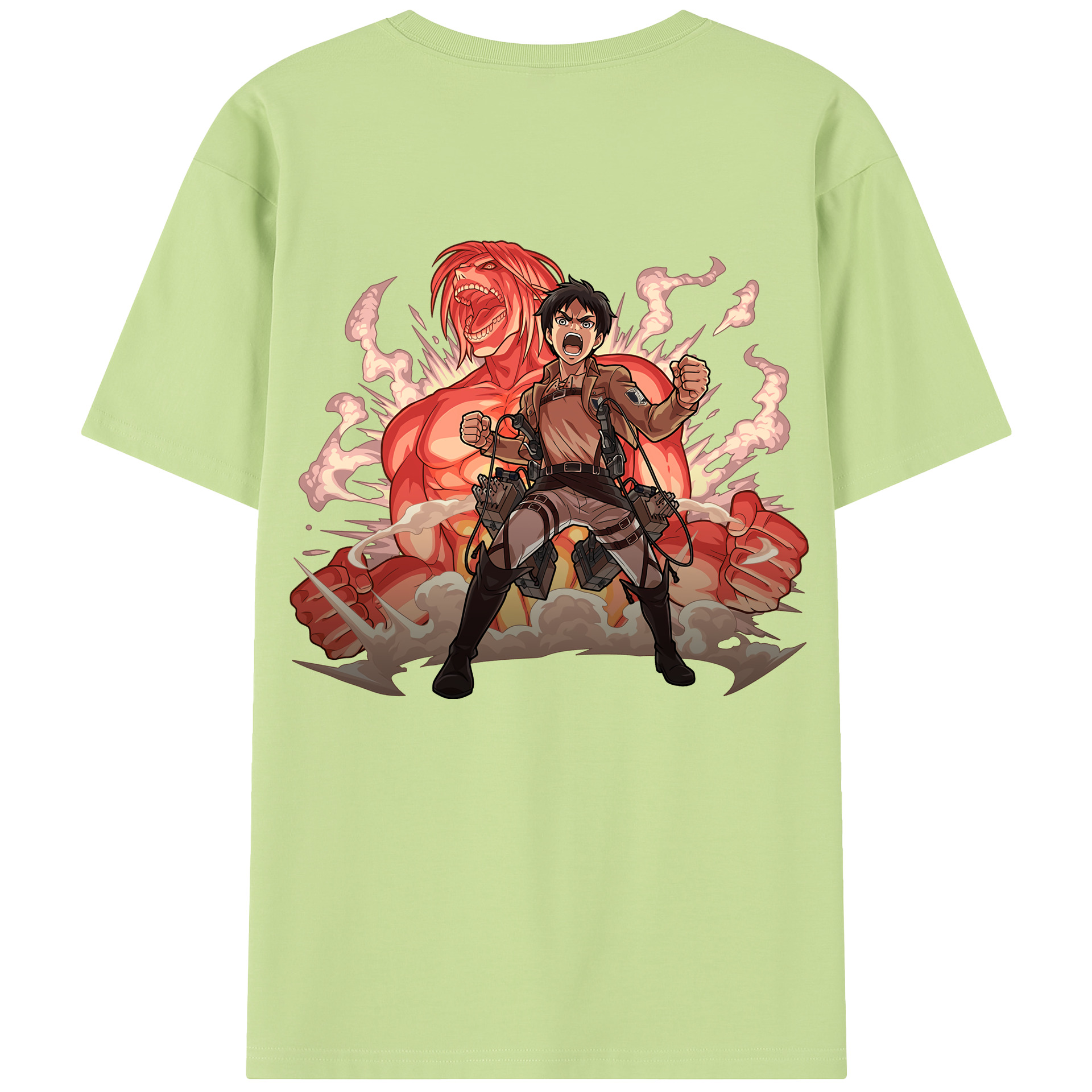（画像用） 進撃の巨人 エレン･イェーガー Attack on Titan Eren Jäger 綿100％半袖Tシャツ（背面プリント）